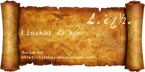 Liszkai Ákos névjegykártya